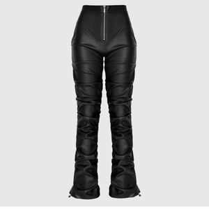 Black High-Waisted Leather Pants